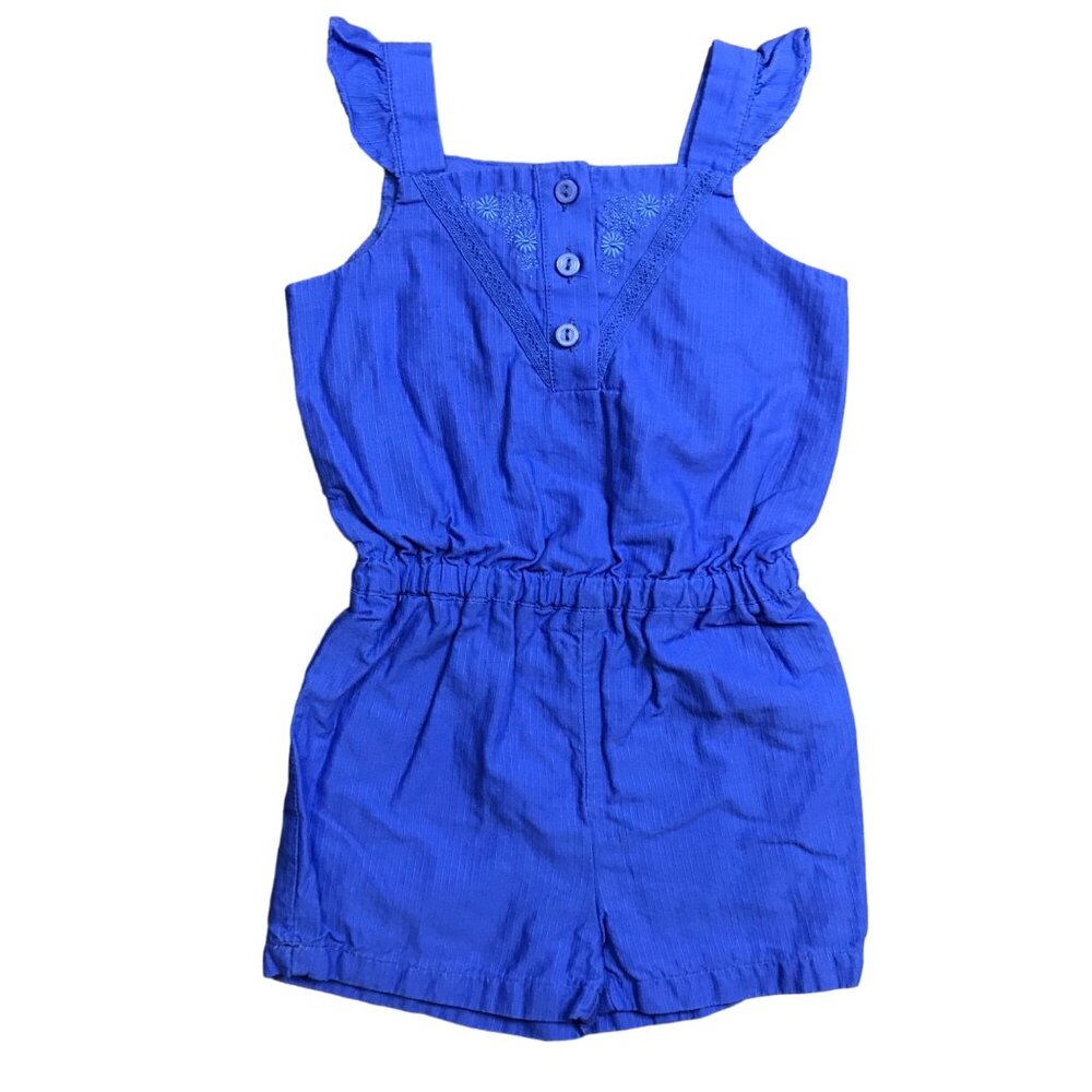 Janie and Jack Sleeveless Romper Baby 6-12‎ Months Embroidered 100% Cotton Blue